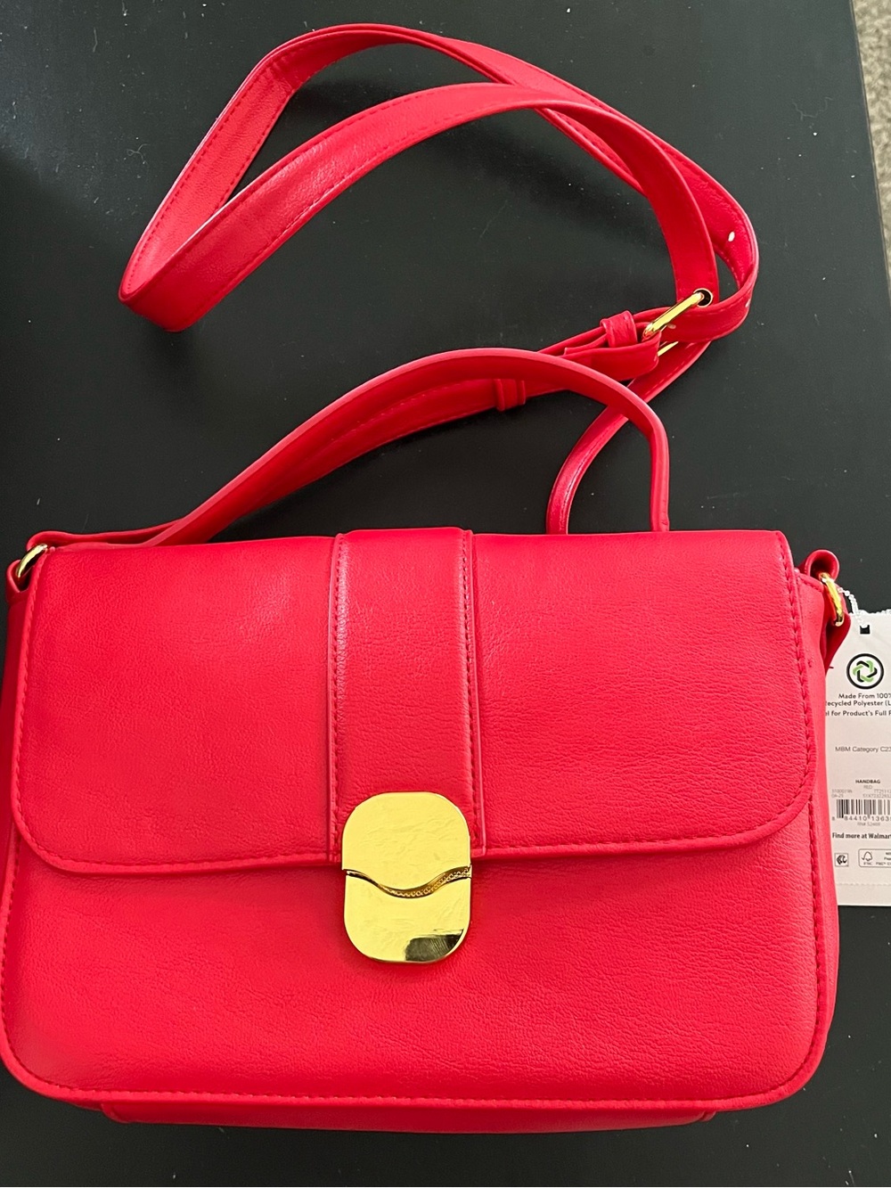 Time and Tru Red Crossbody Bag with Gold Hardware